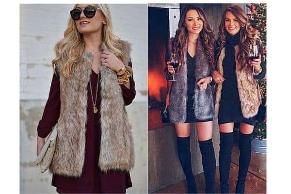 How to wear a fur coat with a dress?