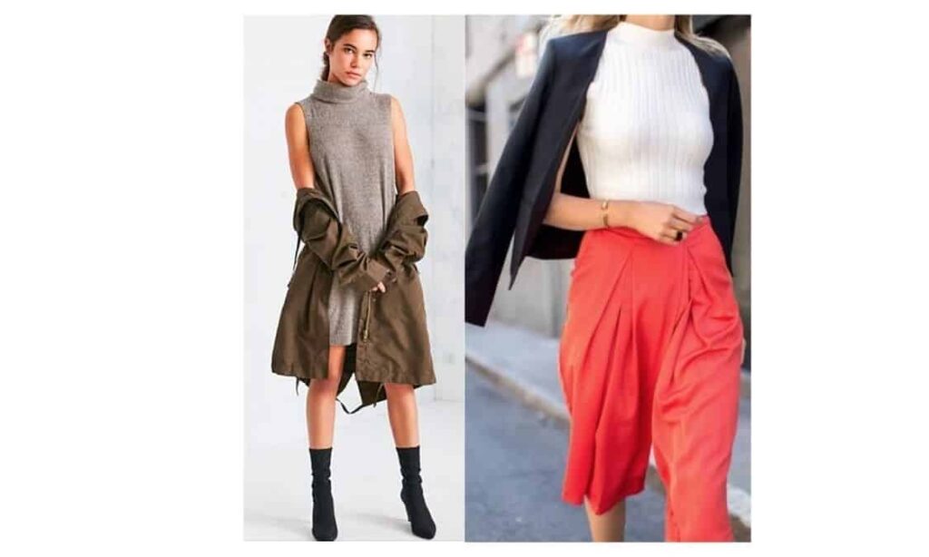 how to wear a sleeveless turtleneck - outfit ideas