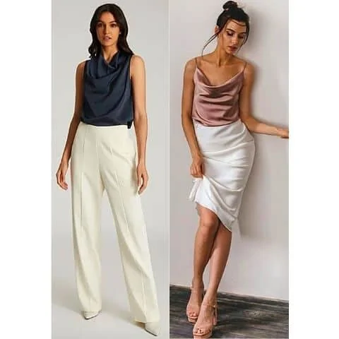 what to wear with cowl neck tops