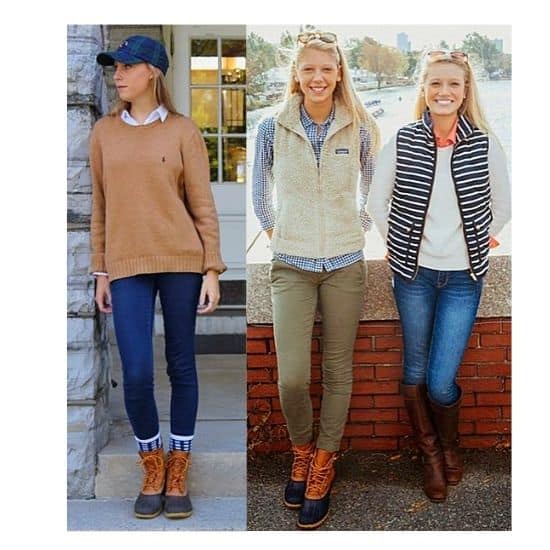 what to wear with duck boots, what to wear with bean boots, duck boots outfits ladies