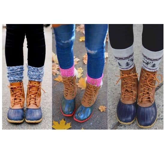 what to wear with duck boots, what to wear with bean boots, duck boots with socks