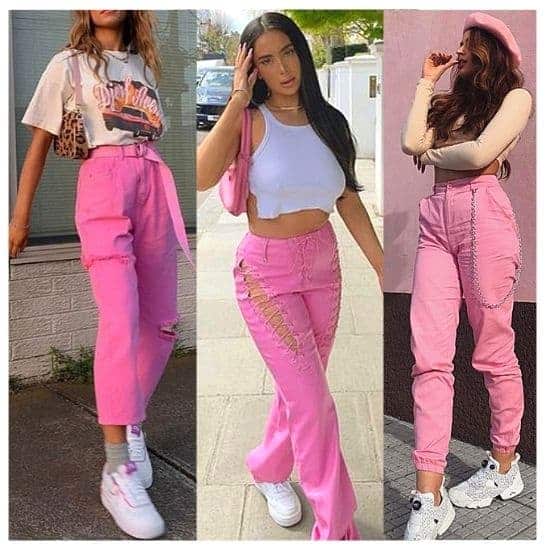 what to wear with pink jeans ladies, pink jeans outfit ideas