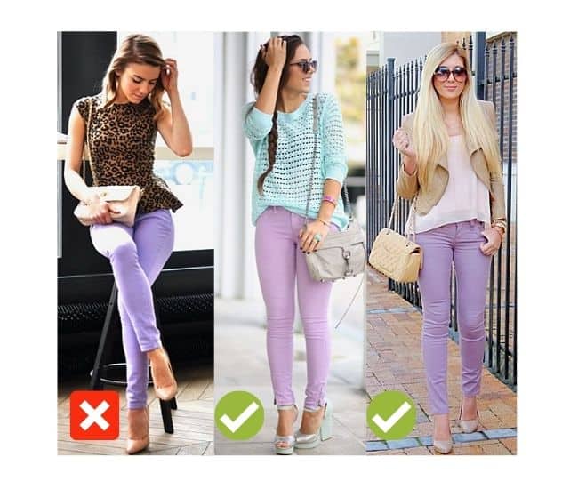 Jeans with light purple what wear to What Color