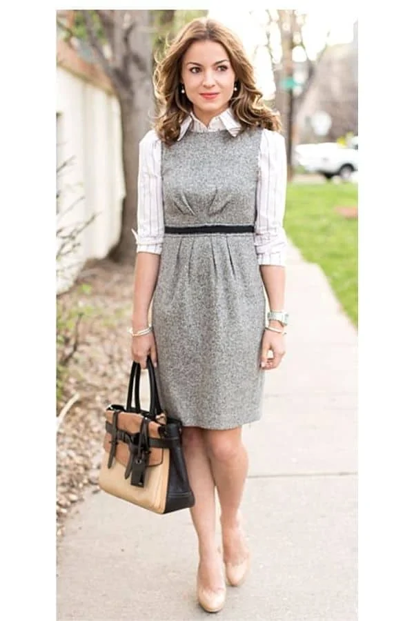 grey dress outfit winter