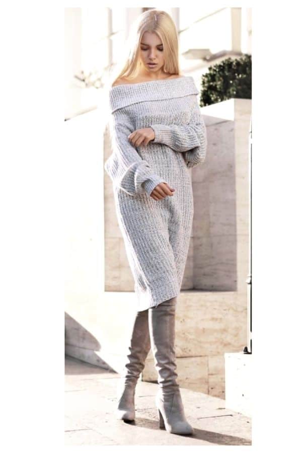 Grey sweater dress outfit ideas