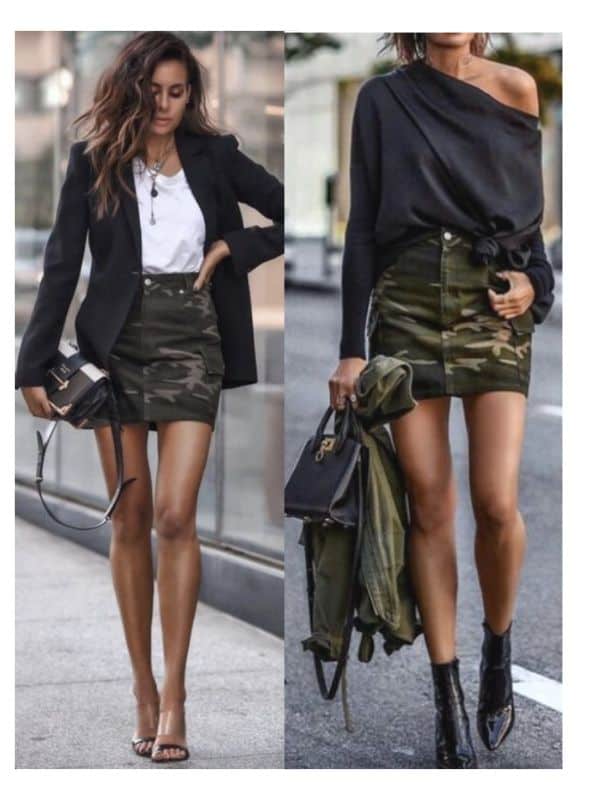 cool camo skirt outfit ideas