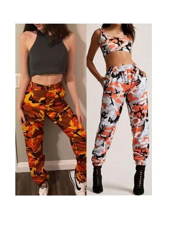 Orange camo outfit ideas for baddie style