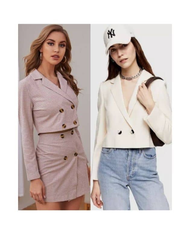Cropped double breasted blazer