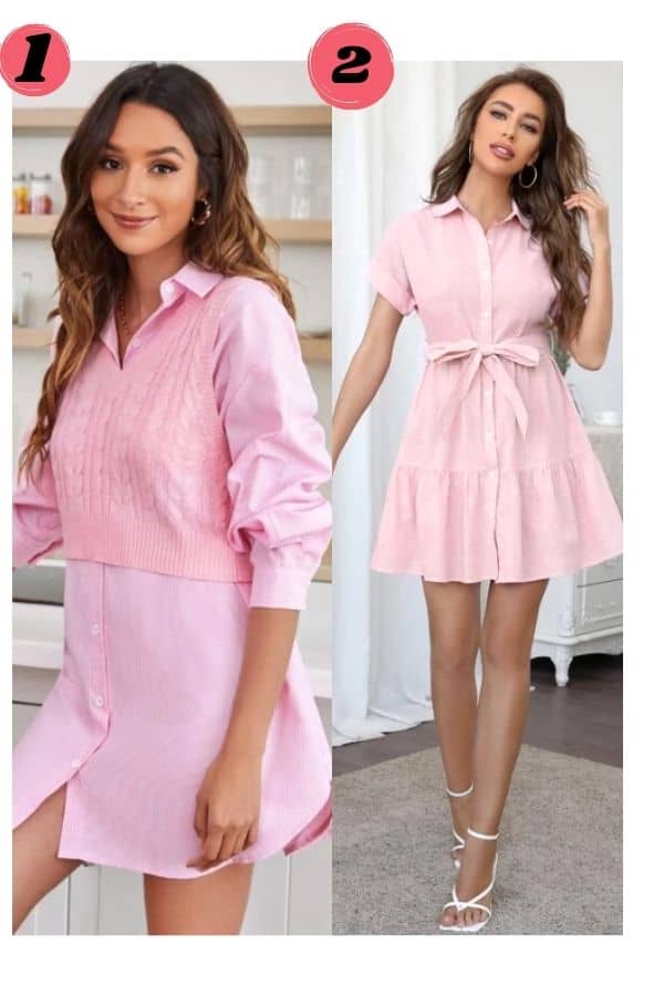 Casual pink dress outfit ideas