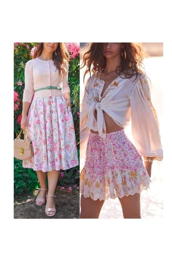 Pink floral skirt outfit ideas