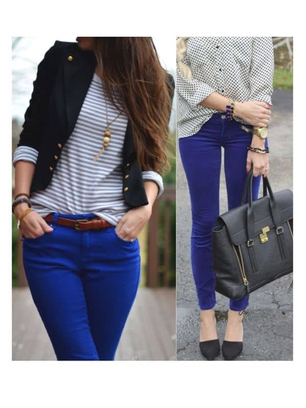 royal blue skinny jeans outfit ideas