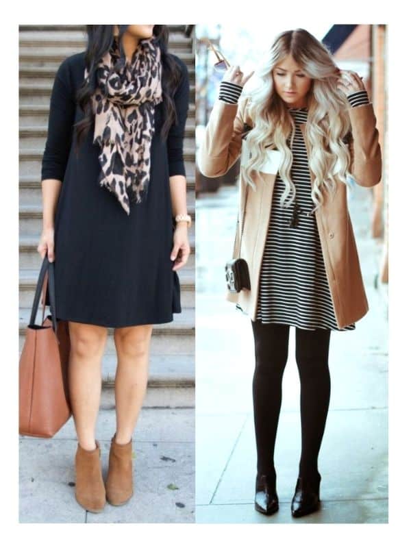 T shirt dress outfit ideas for winter