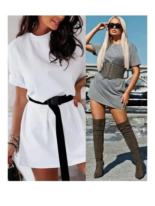 Oversized T shirt dress outfit ideas