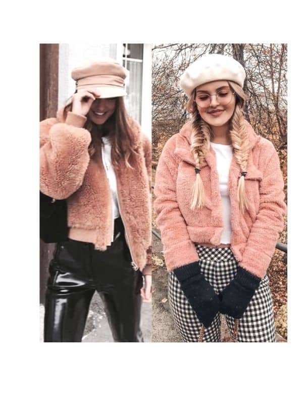 pink teddy coat outfit ideas
