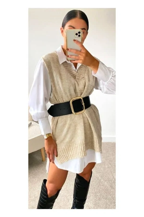 how to wear a sweater over a dress shirt