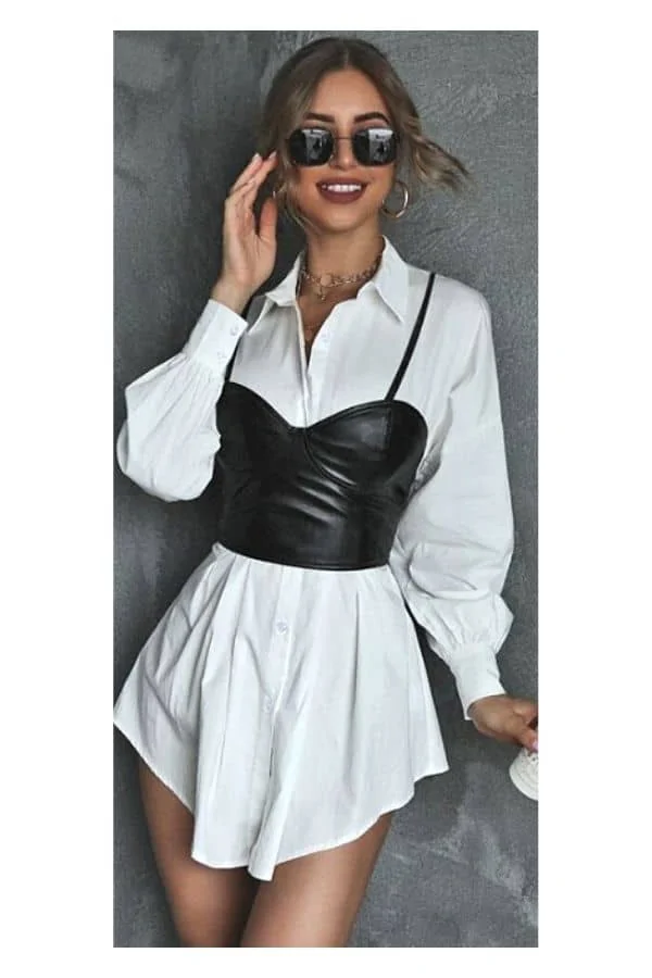 what to wear with white shirt dress