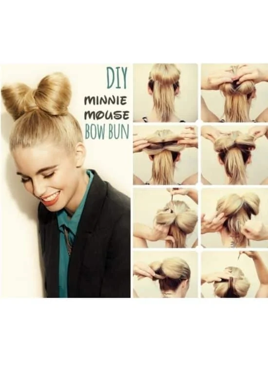 Minnie mouse bow bun DIY