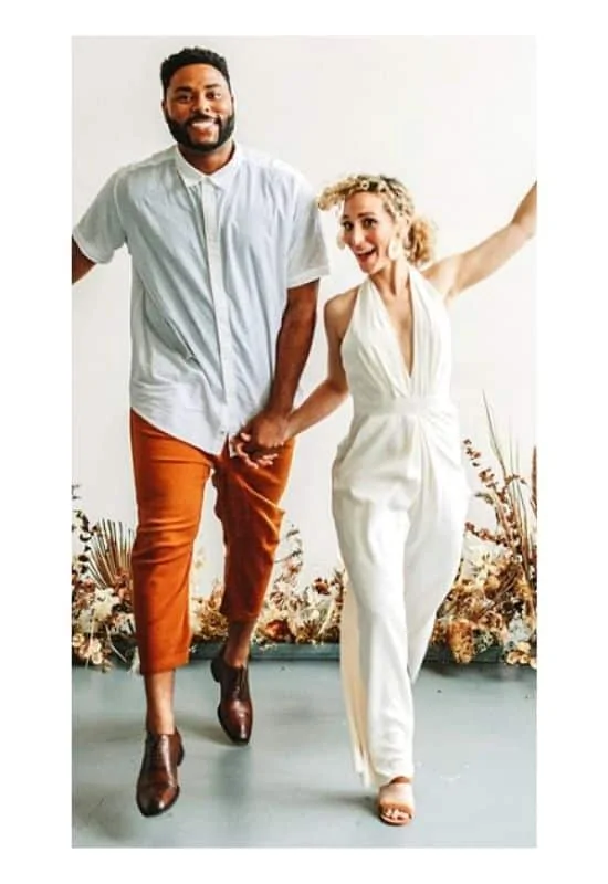 Casual elopement outfits for couple