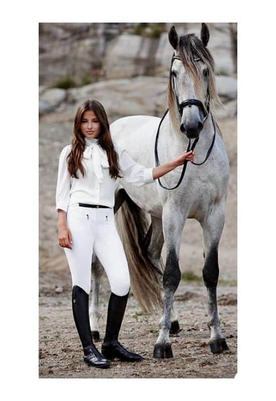 Aesthetic all-white equestrian outfit