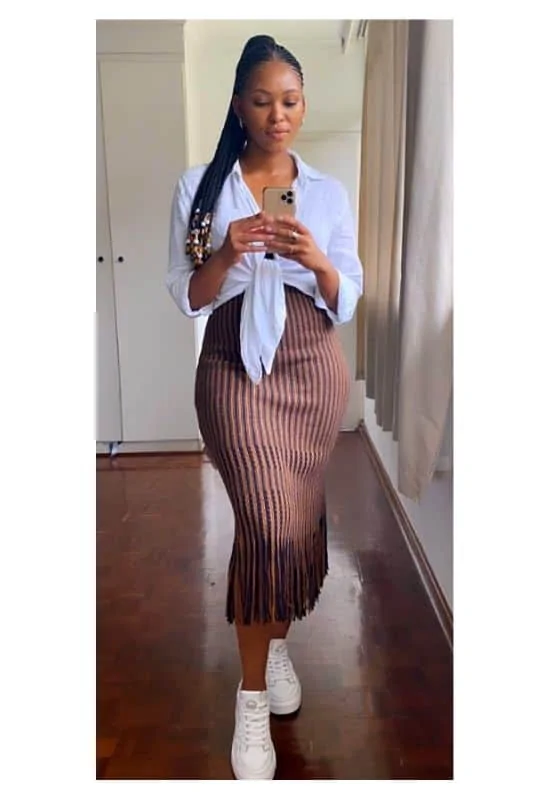 Modest nightclub outfit with tie up shirt