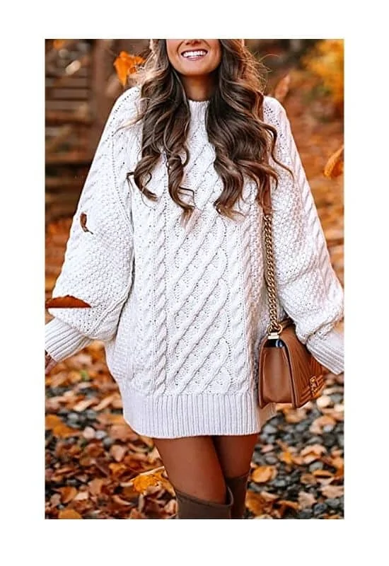sweater dress friendsgiving outfit ideas