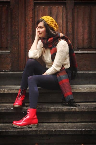 what to wear red combat boots over 50