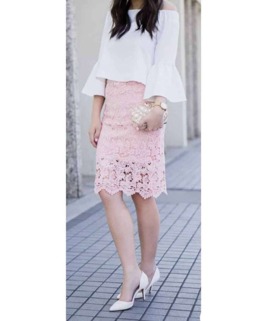 pink skirt outfit ideas
