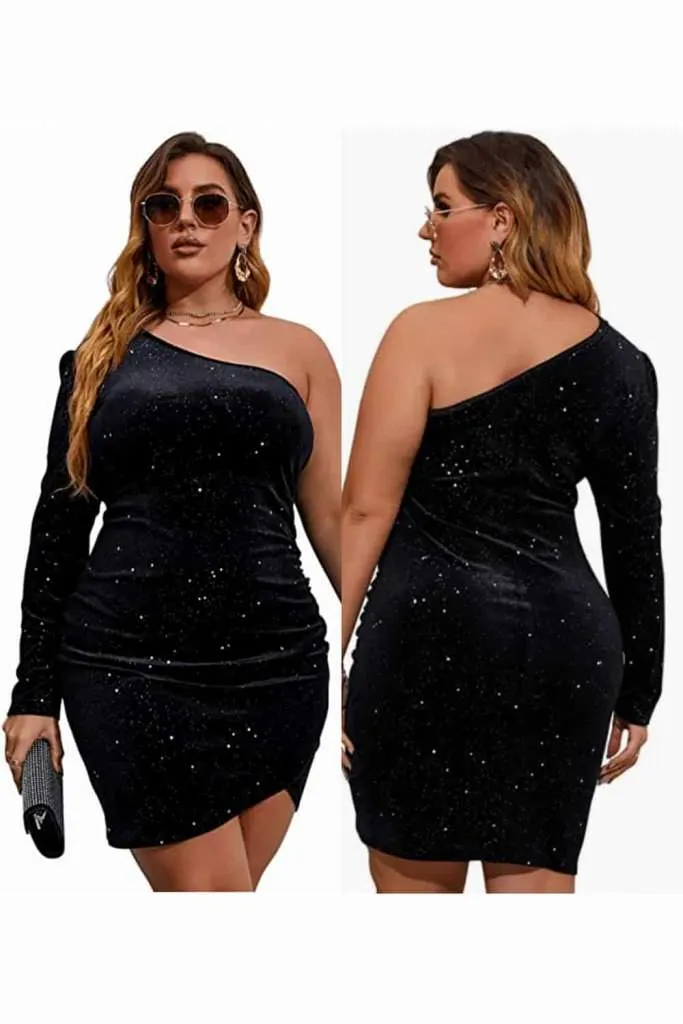 plus size 21st birthday outfits one shoulder dress