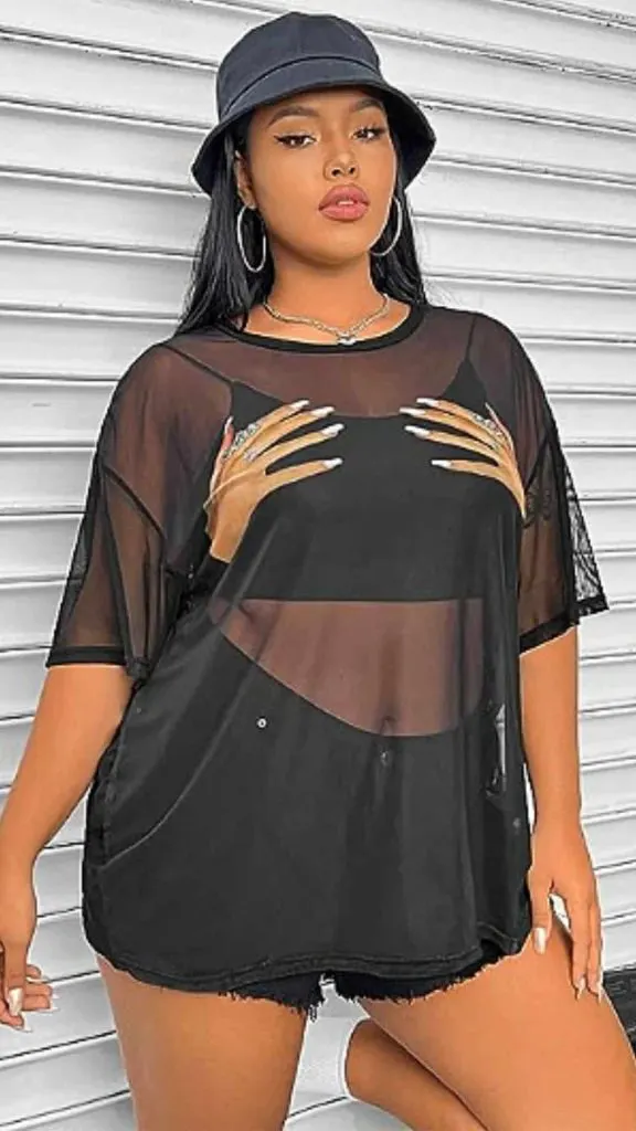 black Sheer holographic tee