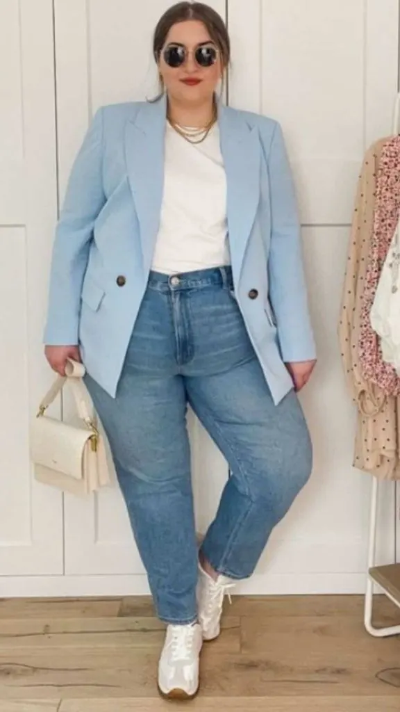 blazer and jeans plus size outfits