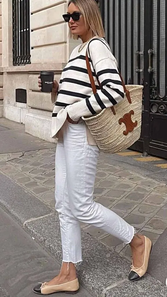 Nautical tops cream jeans