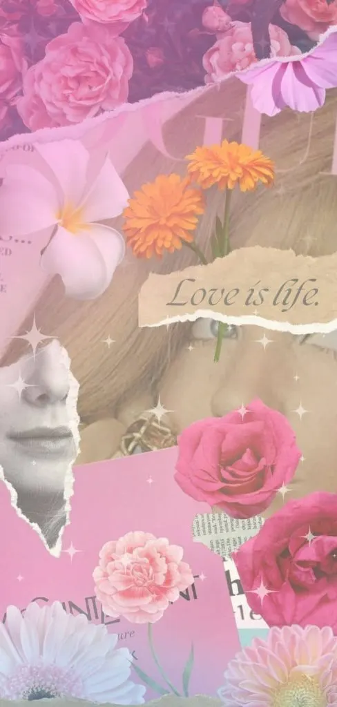 Pink flower collage wallpaper