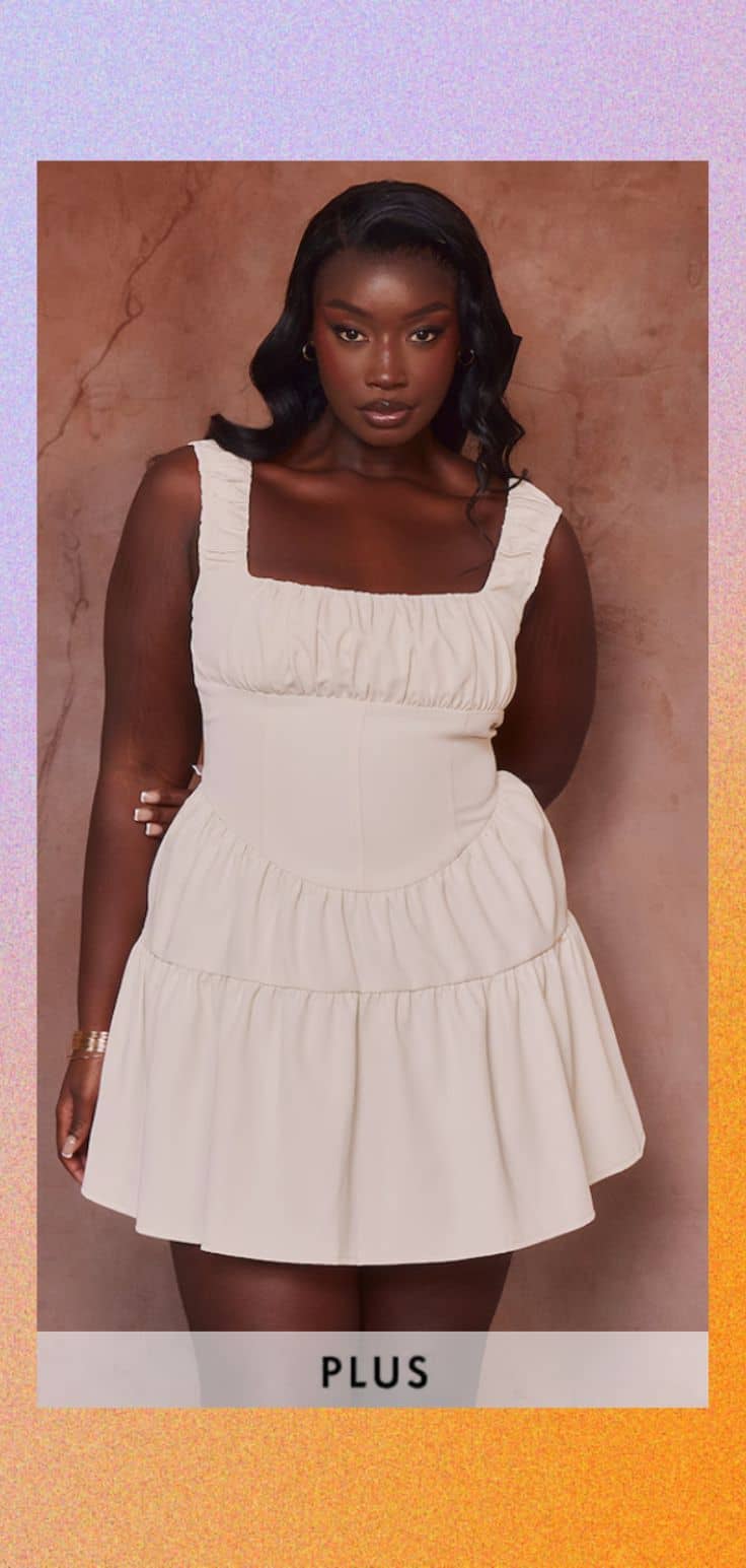 high neckline evening dress High-Neck A-Line Tiered Ruffle Midi 23 Best Wedding Guest Color:As Shown x-sibling-handle:cleo-mini-dress-spiced-coral