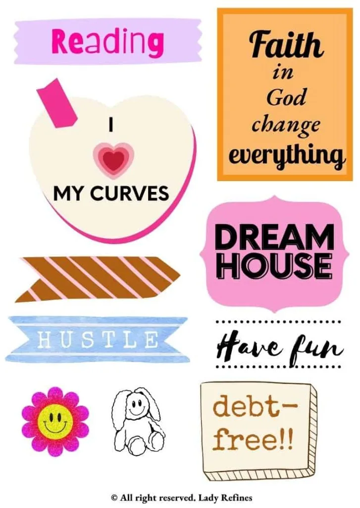 plus size printable stickers