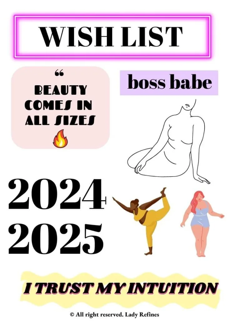 Plus size vision board printables free download