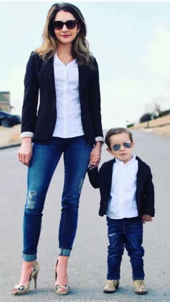 black blazer women mom and son coordinated outfits
