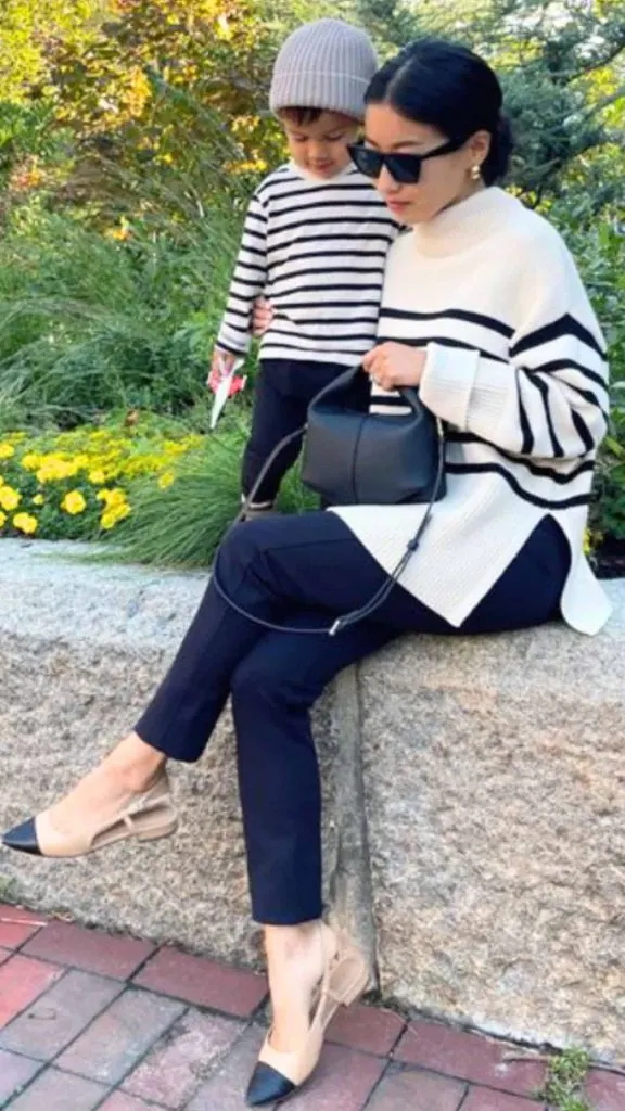 stripes matching outfit mom and son