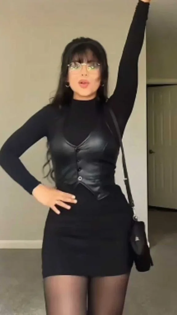 black leather vest outfit idea