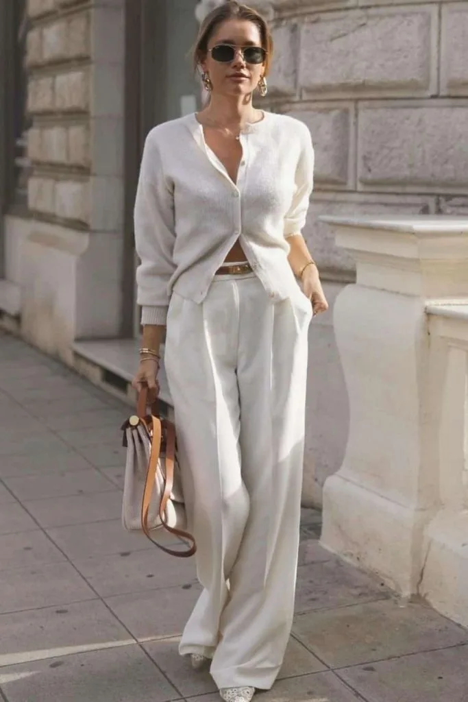 white dress pants outfit