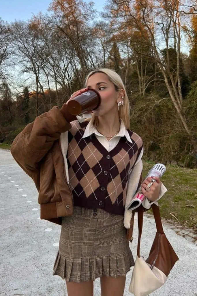 argyle sweater OUTFIT IDEAS aesthetic