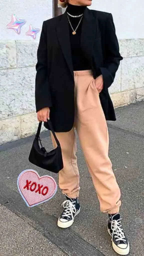 blazer and jogger pants outfit work women