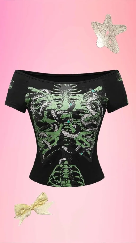 goth black off shoulder tee