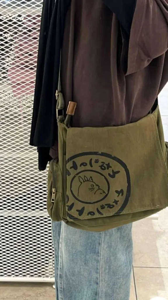 Jeans and Canva messenger bag 