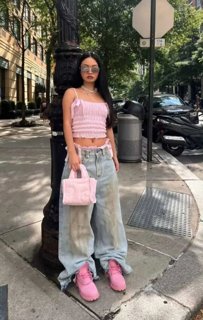 pink timberland boots outfits feminine