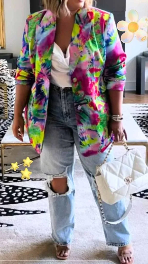 plus size rainbow blazer pride