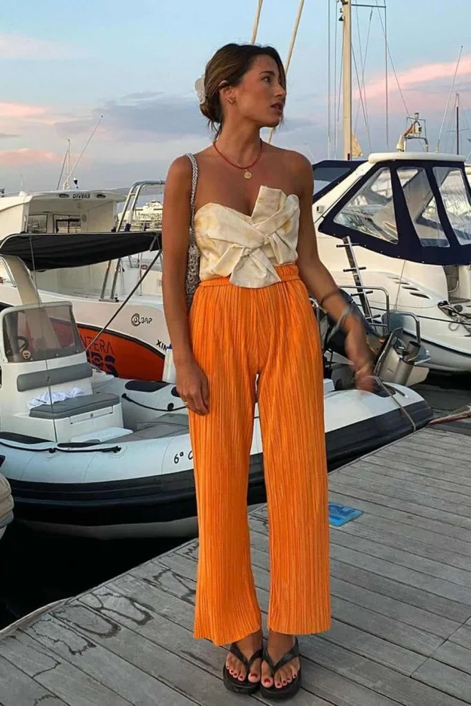 orange pants outfit idea