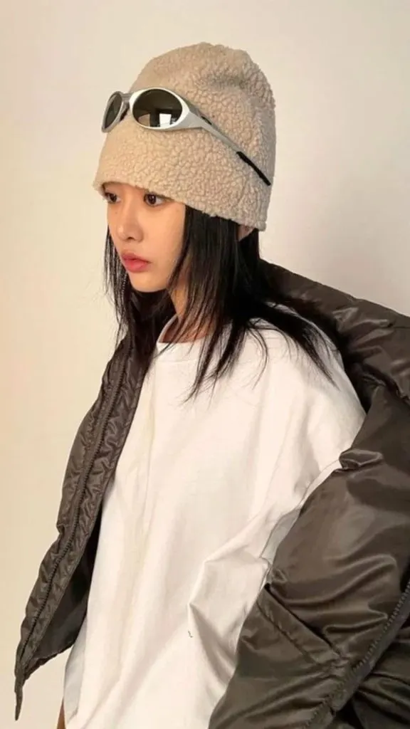 korean aesthetic beanie and beanie