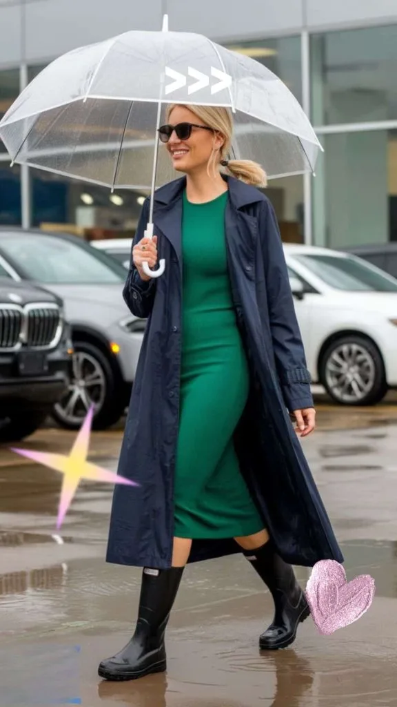 rainy wedding guest outfits