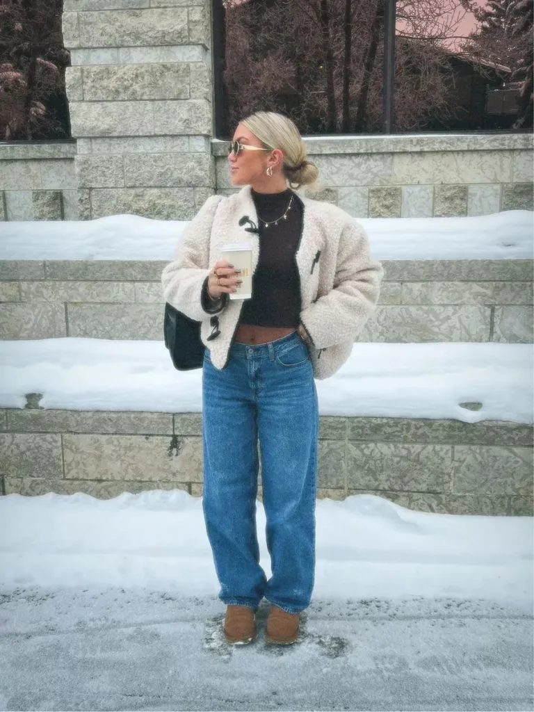 What to wear with a sherpa jacket