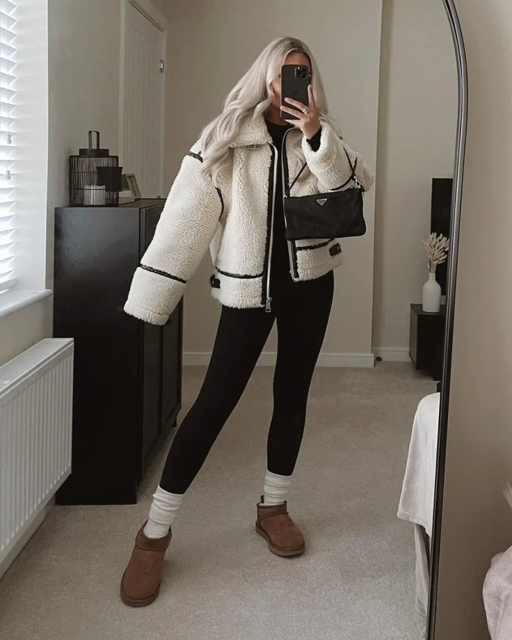 sherpa jacket outfit cute UGG